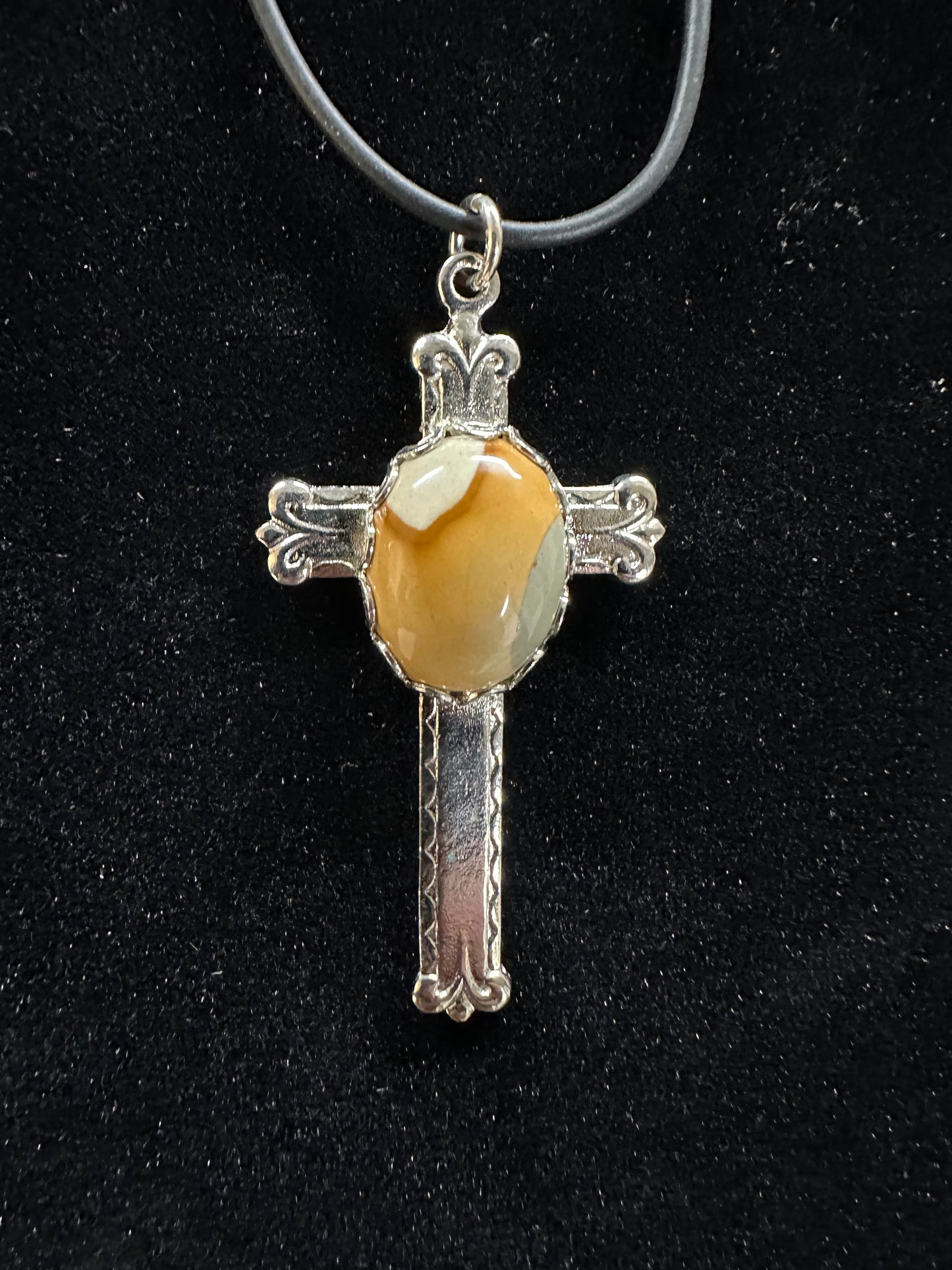 JC115 Cross Pendant with Jasper Stone