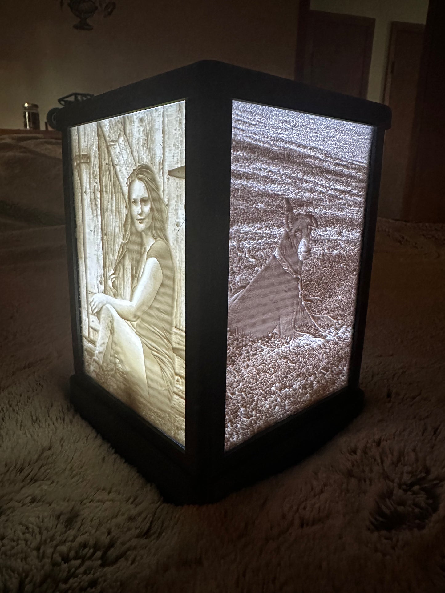 5 panel lighted Lithophane Cube