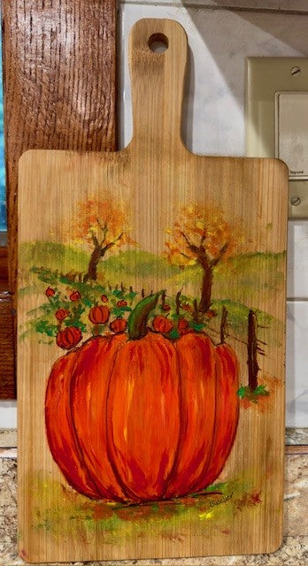 Cutting Board Painting Pumpkin  Fall colors