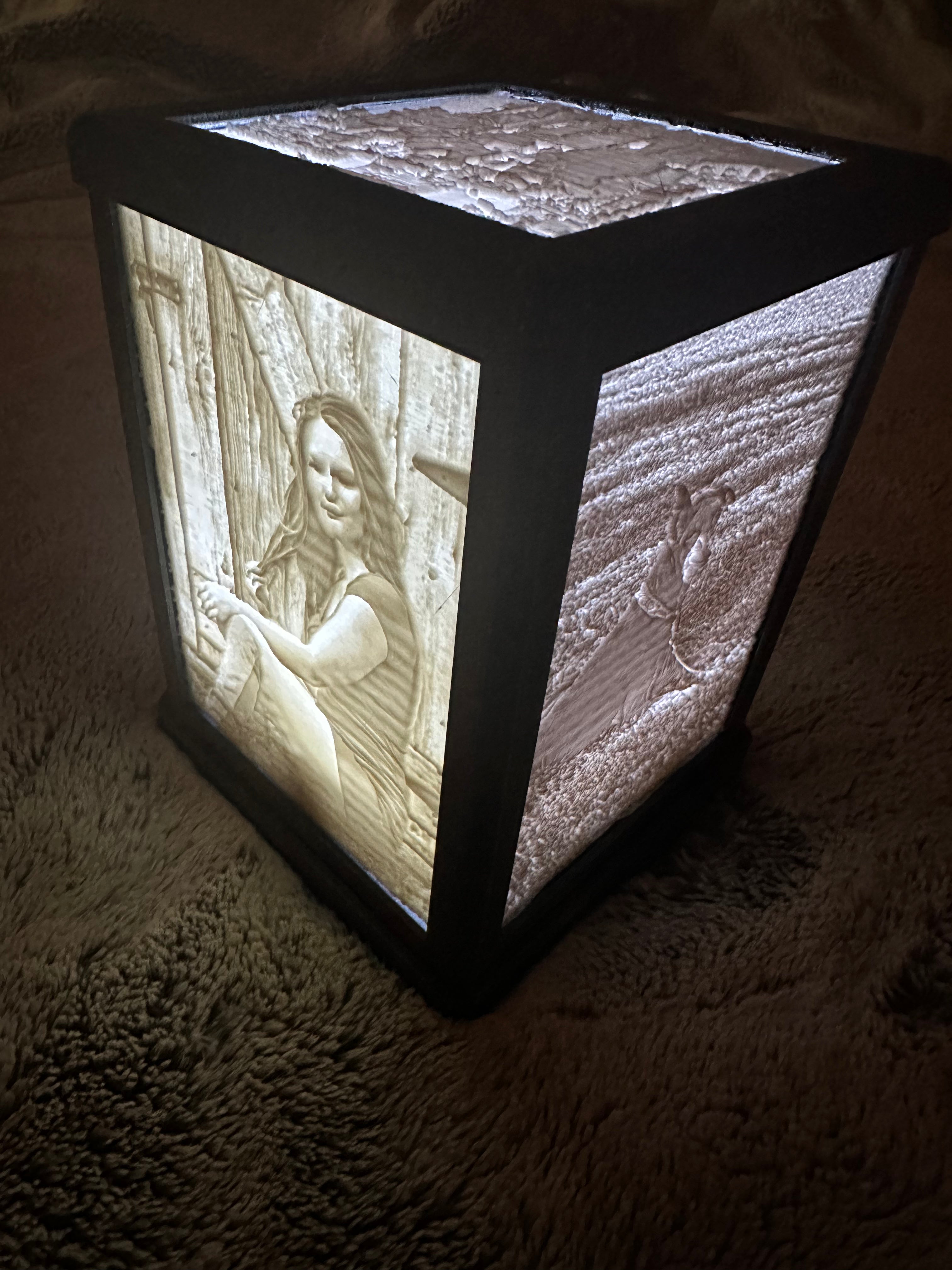 Lithophane Rocks 5 panel lighted Lithophane Cube – Iowa Hand Made
