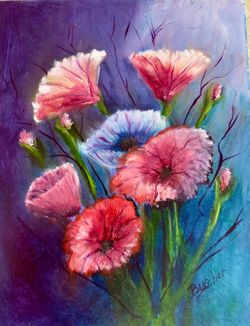 Pink and Blue Flower Bouquet