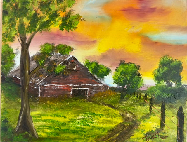 sunset on the old Farm